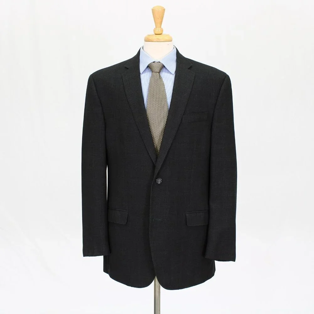 Sean John 44L Gray Check 2-Button Sport Coat Blazer Jacket P414